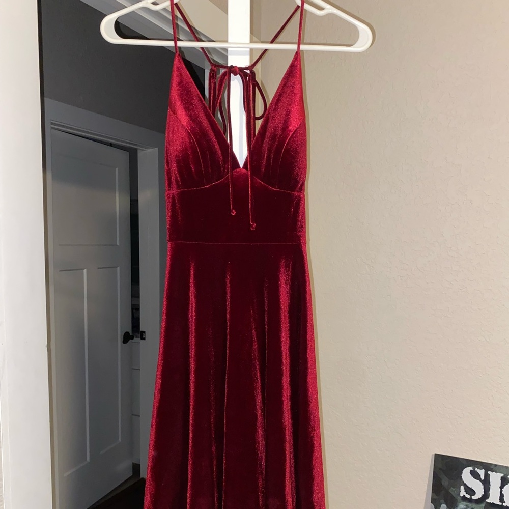 Maroon velvet dress